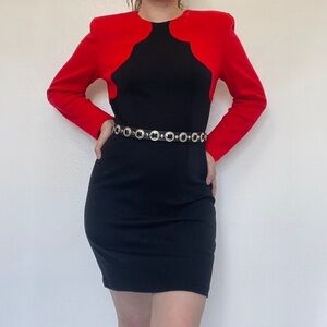 All That Jazz | Vintage 80s Bold Red & Black Pencil Mini Dress